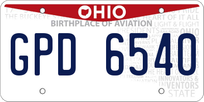 OH license plate GPD6540