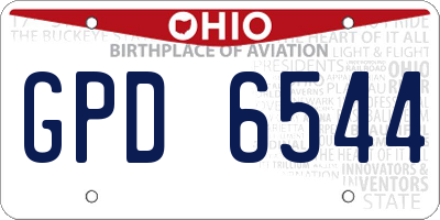 OH license plate GPD6544