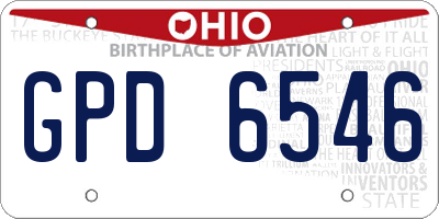 OH license plate GPD6546