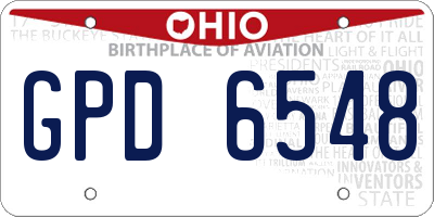 OH license plate GPD6548