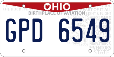 OH license plate GPD6549