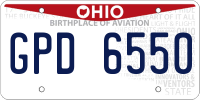 OH license plate GPD6550