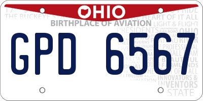 OH license plate GPD6567
