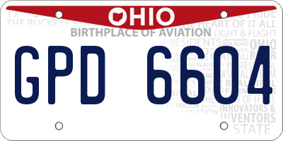 OH license plate GPD6604