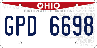 OH license plate GPD6698