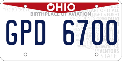 OH license plate GPD6700