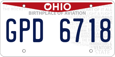 OH license plate GPD6718