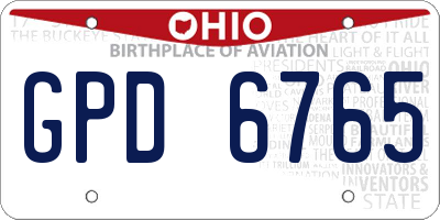 OH license plate GPD6765