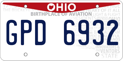 OH license plate GPD6932