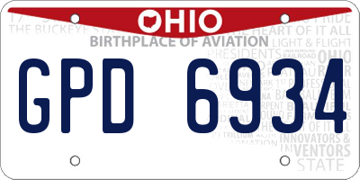 OH license plate GPD6934