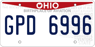 OH license plate GPD6996