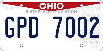 OH license plate GPD7002