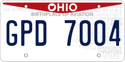 OH license plate GPD7004