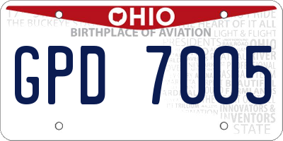 OH license plate GPD7005