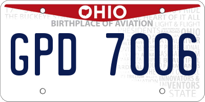 OH license plate GPD7006