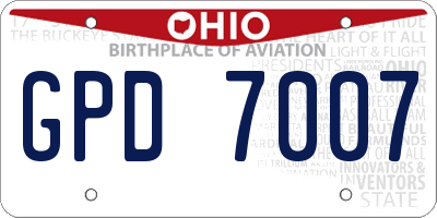 OH license plate GPD7007