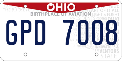 OH license plate GPD7008
