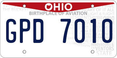 OH license plate GPD7010