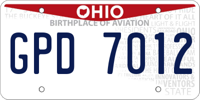 OH license plate GPD7012