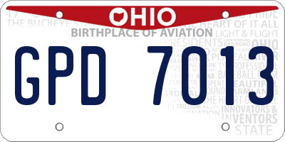 OH license plate GPD7013