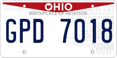 OH license plate GPD7018