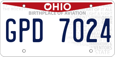 OH license plate GPD7024
