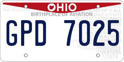OH license plate GPD7025