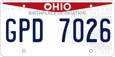 OH license plate GPD7026