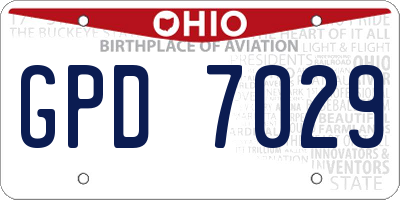 OH license plate GPD7029