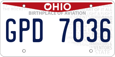OH license plate GPD7036