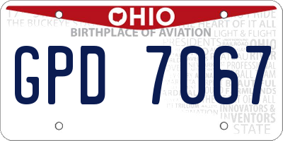 OH license plate GPD7067