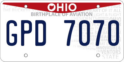 OH license plate GPD7070