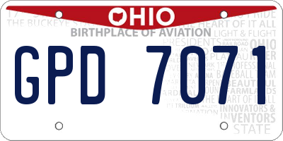 OH license plate GPD7071