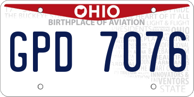 OH license plate GPD7076
