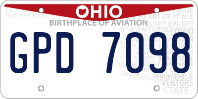 OH license plate GPD7098