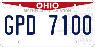 OH license plate GPD7100
