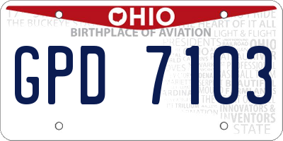 OH license plate GPD7103