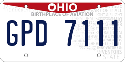 OH license plate GPD7111