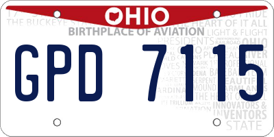 OH license plate GPD7115
