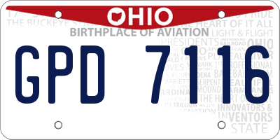 OH license plate GPD7116