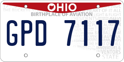 OH license plate GPD7117