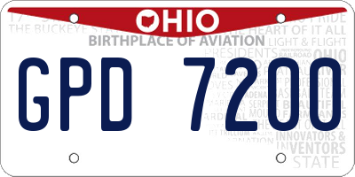 OH license plate GPD7200