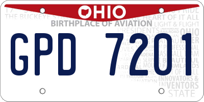 OH license plate GPD7201