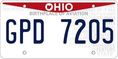 OH license plate GPD7205