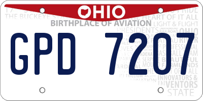 OH license plate GPD7207