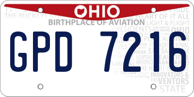 OH license plate GPD7216