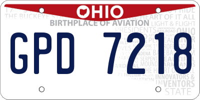 OH license plate GPD7218