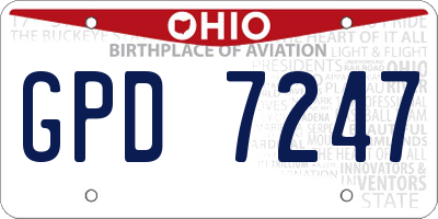 OH license plate GPD7247
