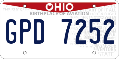 OH license plate GPD7252