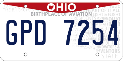 OH license plate GPD7254